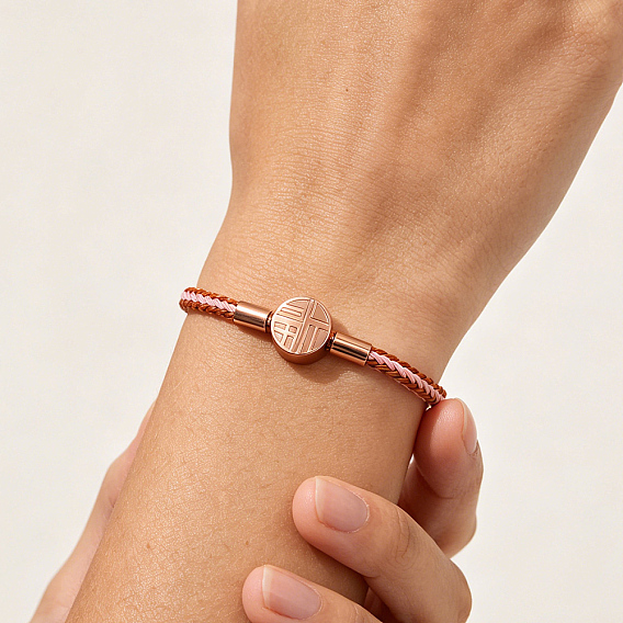 Adjustable Chinese Style Fortune 304 Stainless Steel Braided Steel Wire Bracelets for Women
