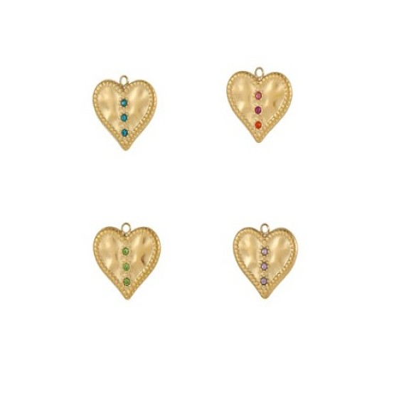 304 нержавеющая сталь с подвесками из кубического циркония, сердце прелести, ионное покрытие (ip), реальный 14 k позолоченный