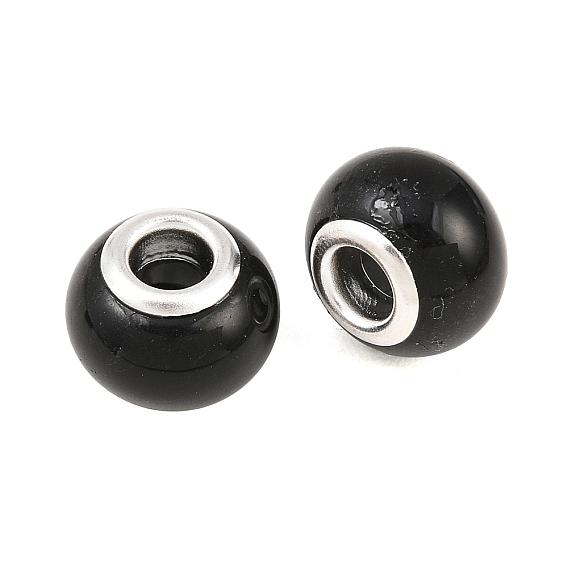 Спрей окрашенное стекло Европейский бисером, с латунными сердечниками, покрытыми серебром, бусины с большим отверстием, рондель