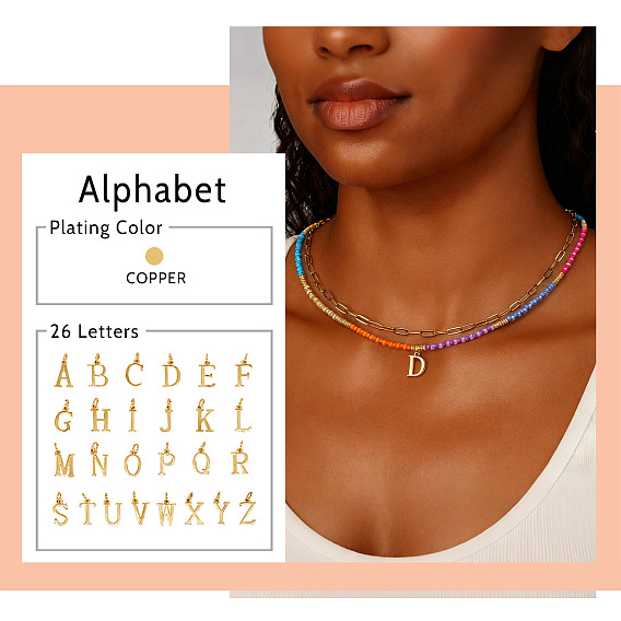 Красочные подвески с инициалами из бисера, двухслойные ожерелья, 304 ювелирные изделия из нержавеющей стали, золотые