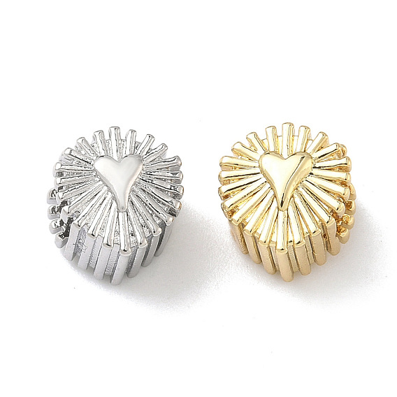 Латуни европейского бисера, бусины с большим отверстием, долговечный, без кадмия и без свинца, стойки покрытие, сердце солнечный луч