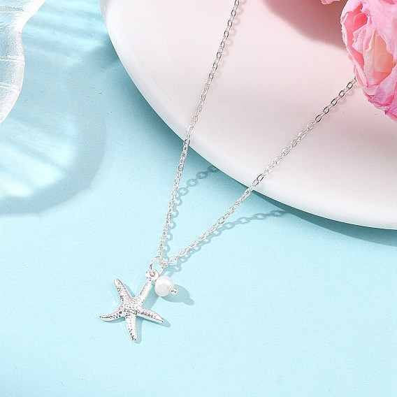 Океан 304 подвеска из нержавеющей стали в виде морской звезды и натурального жемчуга для женщин, белые