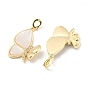 Brass Micro Pave Clear Cubic Zirconia Pendants, with Shell, Butterfly Charms