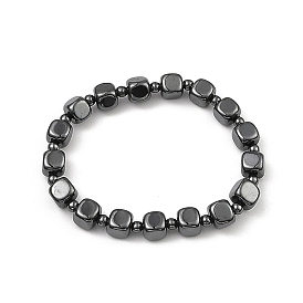 Bracelets de perles d'hématite synthétiques non magnétiques, cube