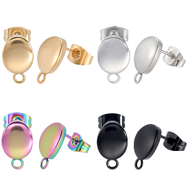 40 шт 304 детали серьги-гвоздики из нержавеющей стали, с петлей, форма яйца, с 10 шт 304 ушными гайками из нержавеющей стали