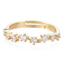 Изысканное регулируемое кольцо с цветком кубического циркония, кольцо из латуни для женщин, без никеля 