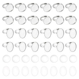 Набор для самостоятельного изготовления колец-куполов, включая 304 кольцевые компоненты из нержавеющей стали, Кабошоны из стекла