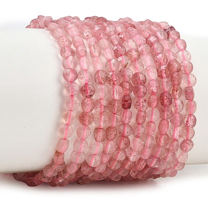 Natural Strawberry Quartz Beads Strands, Faceted, Flat Round