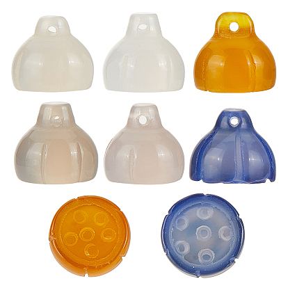 8шт 4 цвета натуральный агат лотос стручок подвески, для изготовления ювелирных изделий, смешанные окрашенные и неокрашенные