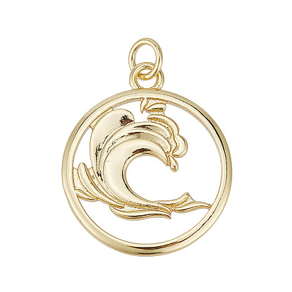 10 латунные подвески шт., с целью перехода в кольце, долговечный, плоские круглые с волной