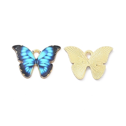 Alloy Enamel Pendants, Light Gold, Cadmium Free & Nickel Free & Lead Free, Butterfly Charm
