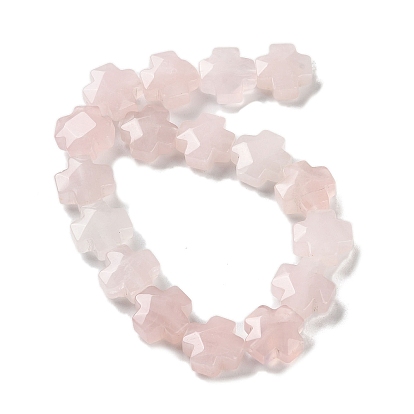 Natural Rose Quartz Beads Strands, Faceted, Cross