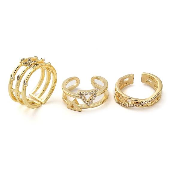 Покрытие стойки латунь микро паве цирконий открытые манжеты кольца, без кадмия, без никеля и без свинца, реальный 18 k позолоченный