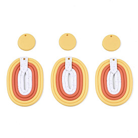 Handmade Polymer Clay Pendants, Oval & Flat Round