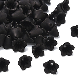 Полупрозрачные акриловые бусины, матовый стиль, цветок из бисера колпачки, 14x10 мм, отверстие : 2 мм