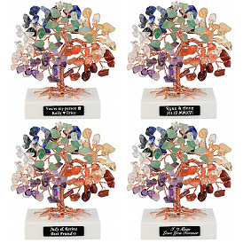 Скульптура из натурального камня из дерева богатства, для украшения рабочего стола домашнего офиса, с мраморным подвалом