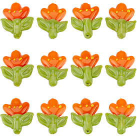 12 бусины лэмпворк ручной работы, тюльпан