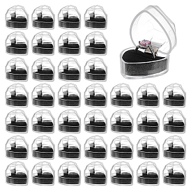 40шт. акриловые коробки для хранения колец в форме сердца, с черным бархатом внутри