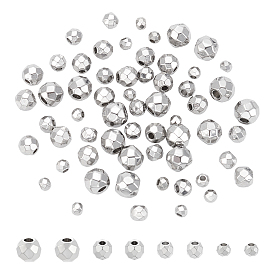 60 шт 4 стили 304 бусины из нержавеющей стали, круглые, алмазная огранка
