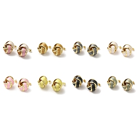Real 18K Gold Plated Brass Enamel Stud Earrings for Women, Knot