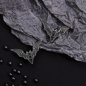 Creative Black Bat Alloy Brooch for Halloween Costume Accessories and Decorations