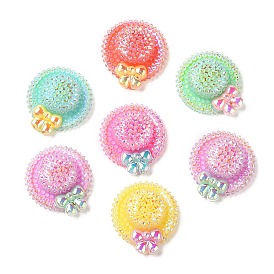 Translucent Resin Cabochons, AB Color Plated, Hat