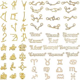 Olycraft 4 Sets 4 Style Alloy Pendants and 12Pcs 12 Style Alloy Links Connectors,12 Constellations