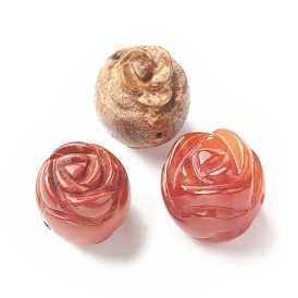 Ensemble de perles de pierres précieuses mélangées naturelles, agate naturelle et jaspe rouge et perle de jaspe image, fleur