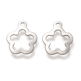 201 Stainless Steel Pendants, Hollow, Flower Charms