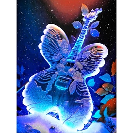 Fancy Butterfly Guitar Patttern DIY Diamond Painting Kits for Music Lover, Including Resin Rhinestone Bag, Diamond Sticky Pen, Tray Plate and Glue Clay