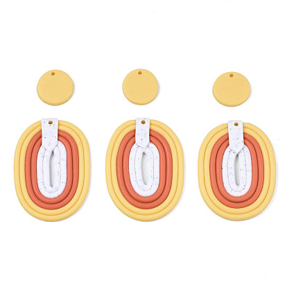 Handmade Polymer Clay Pendants, Oval & Flat Round