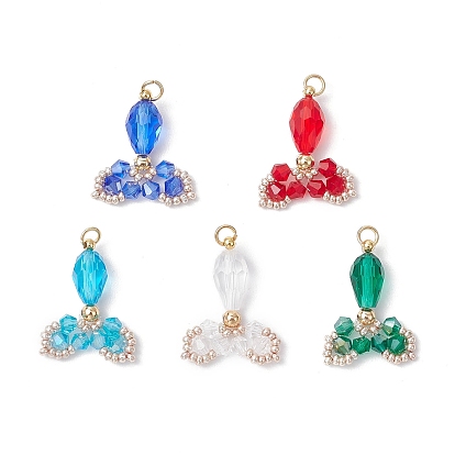 Прозрачные стеклянные подвески, очарование рыбий хвост, с 304 петлями из нержавеющей стали, граненые