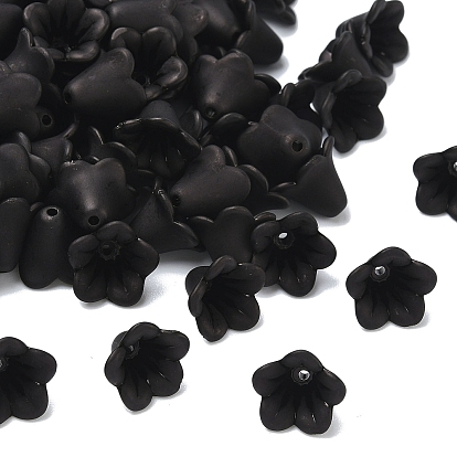 Полупрозрачные акриловые бусины, матовый стиль, цветок из бисера колпачки, 14x10 мм, отверстие : 2 мм