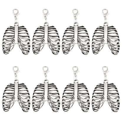 Подвески скелет ребра сплава украшения, с цинковым сплавом застежками омаров коготь