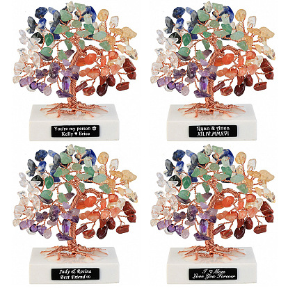 Скульптура из натурального камня из дерева богатства, для украшения рабочего стола домашнего офиса, с мраморным подвалом