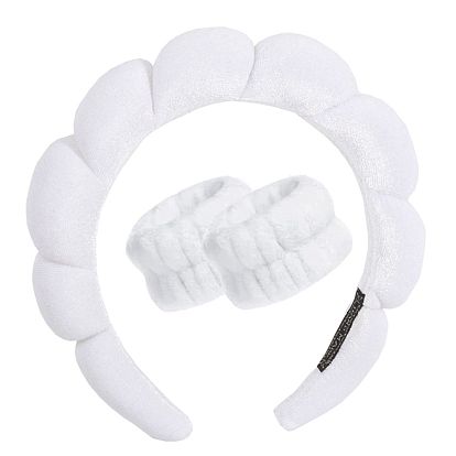 Velvet Spa Headband and Wristband Set - Fashionable, Makeup Sponge, Headband.