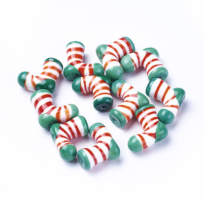 Handmade Lampwork Beads, Christmas Stocking