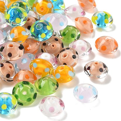 Transparente handgemachte Lampwork Perlen, Perle in Perlen, Rondell mit Tupfen