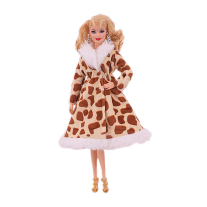 Animal Skin Pattern Cloth Doll Nightgown Outfits, Casual Wear Clothes Set, for Girl Doll Dressing Accessories