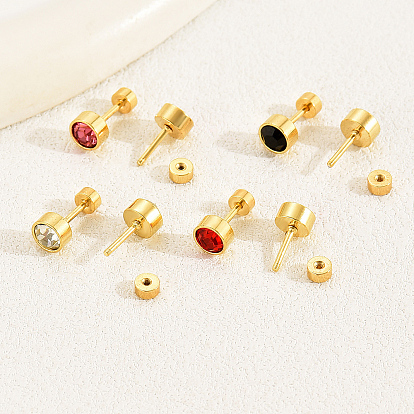 8-комплект из плоских круглых серег-гвоздиков из нержавеющей стали с кубическим цирконием