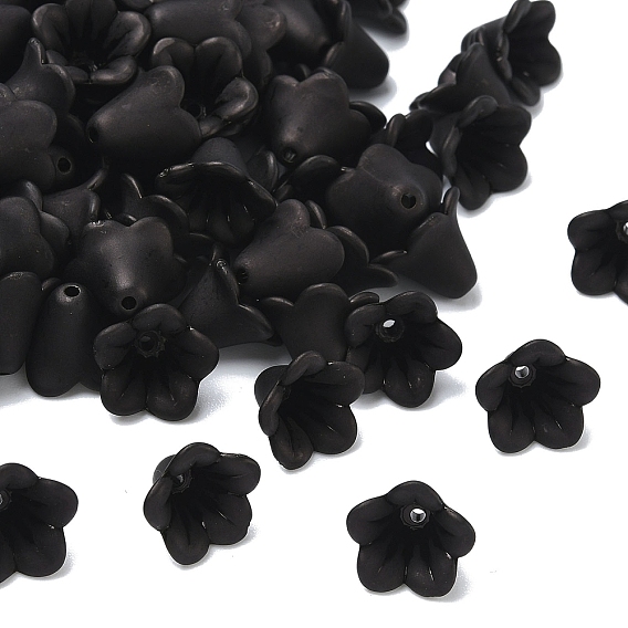 Полупрозрачные акриловые бусины, матовый стиль, цветок из бисера колпачки, 14x10 мм, отверстие : 2 мм