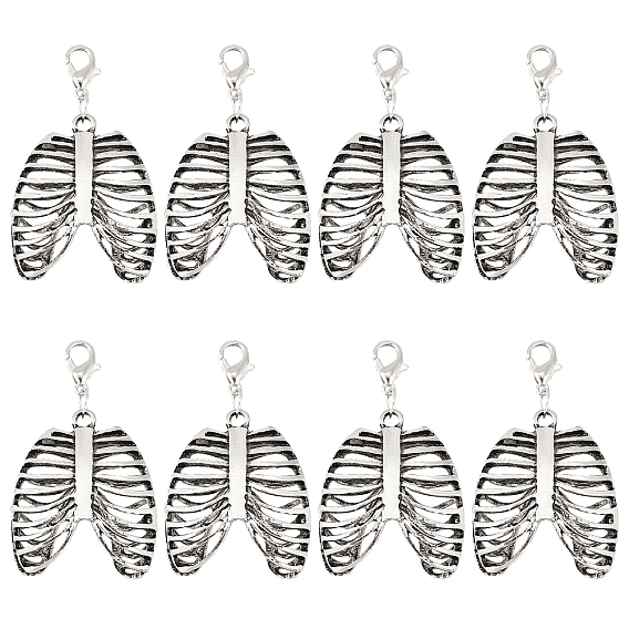 Подвески скелет ребра сплава украшения, с цинковым сплавом застежками омаров коготь