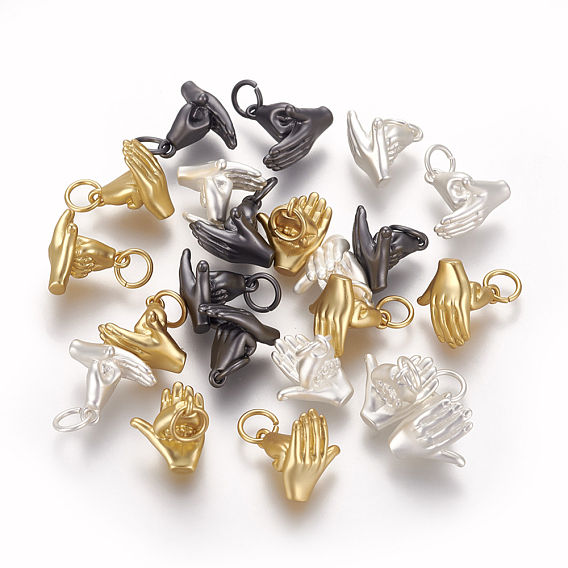 Messing Asl Charms, langlebig überzogen, Geste halten Faustgruß