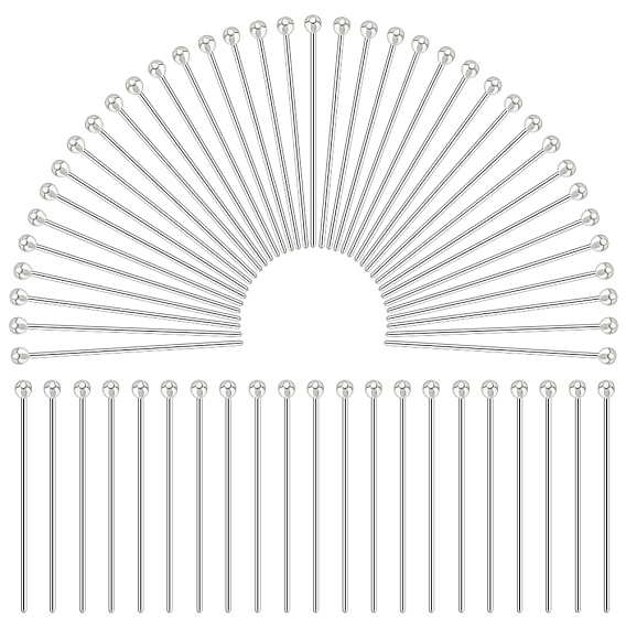 60Pcs 925 Sterling Silver Head Pins