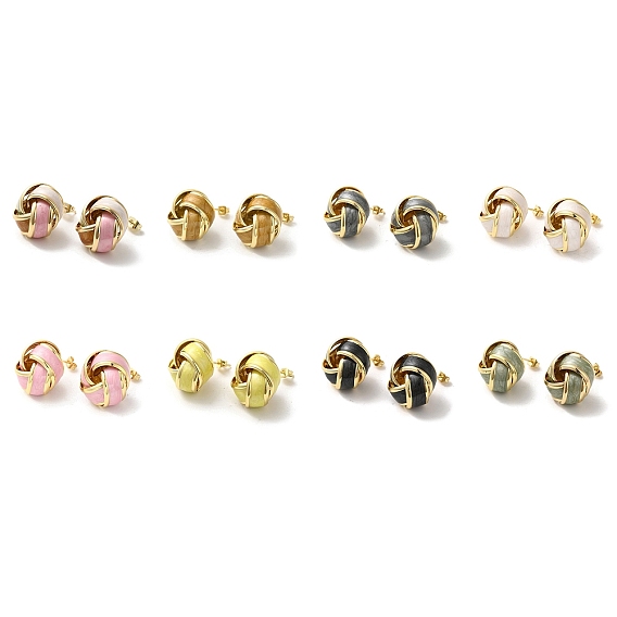 Настоящие 18k позолоченные железные эмалевые серьги-гвоздики для женщин, с латунной контактный, узел