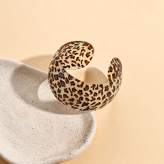 Акриловые открытые манжеты для женщин, леопардовым принтом