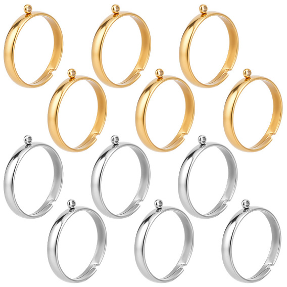 12 шт. 2 цвета 304 основания колец из нержавеющей стали, регулируемое кольцо на палец