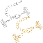4Pcs 2 Colors Brass Micro Pave Clear Cubic Zirconia Ends with Chains, with Lobster Claw Clasps & Twisted Chain Extension