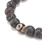 2pcs 2 style tibétain naturel 3-ensemble de bracelets de perles d'agate dzi et de roche de lave mala, bijoux de pierres précieuses d'huile essentielle pour les femmes