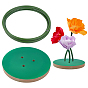 1Pc Wood Flower Pole Display Stand Base, Flat Round, with 1 Bundle PVC Aluminum-plastic Pipe
